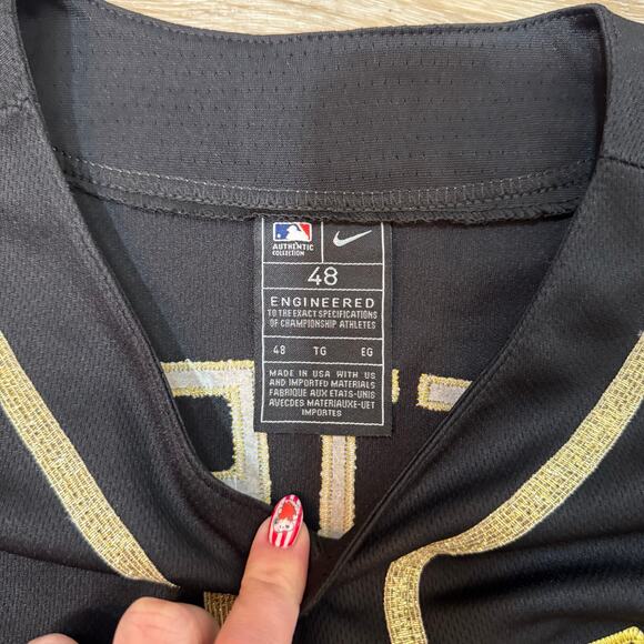 Derek Jeter New York Yankees Nike Authentic Collection Black Gold Jersey Size 48 - Picture 5 of 11